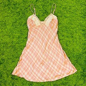 free people gracie babydoll lace plaid mini dress